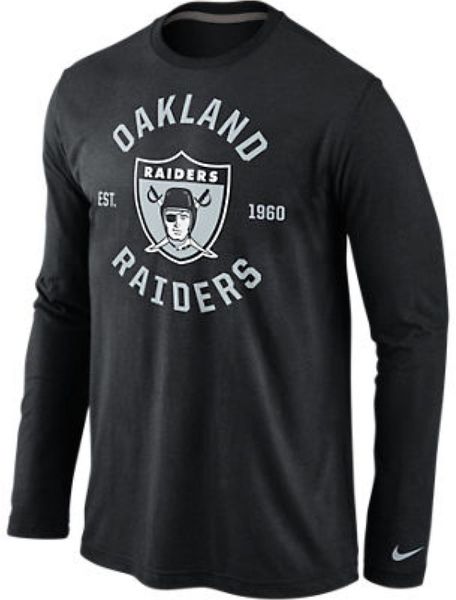 Nike Mens Longsleeve Oakland Raiders Retro Stamp It Tshirt in Black for ...
