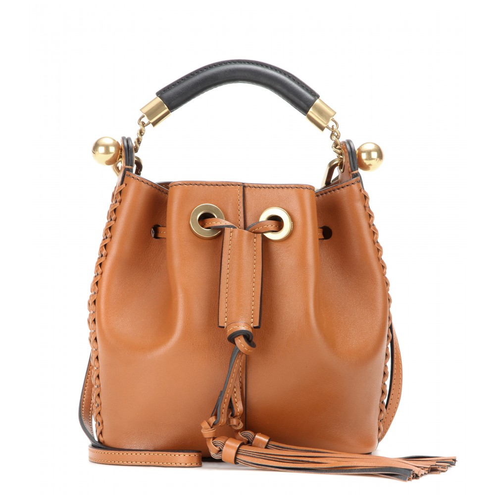 Chlo Gala Small Leather Bucket Bag in Brown | Lyst