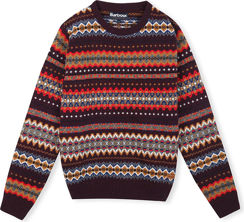 Barbour Fair Isle Crew-neck Jumper in Red for Men | Lyst