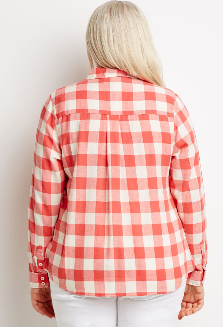 Forever 21 Plus  Size  Buffalo  Plaid  Shirt  in Red Lyst