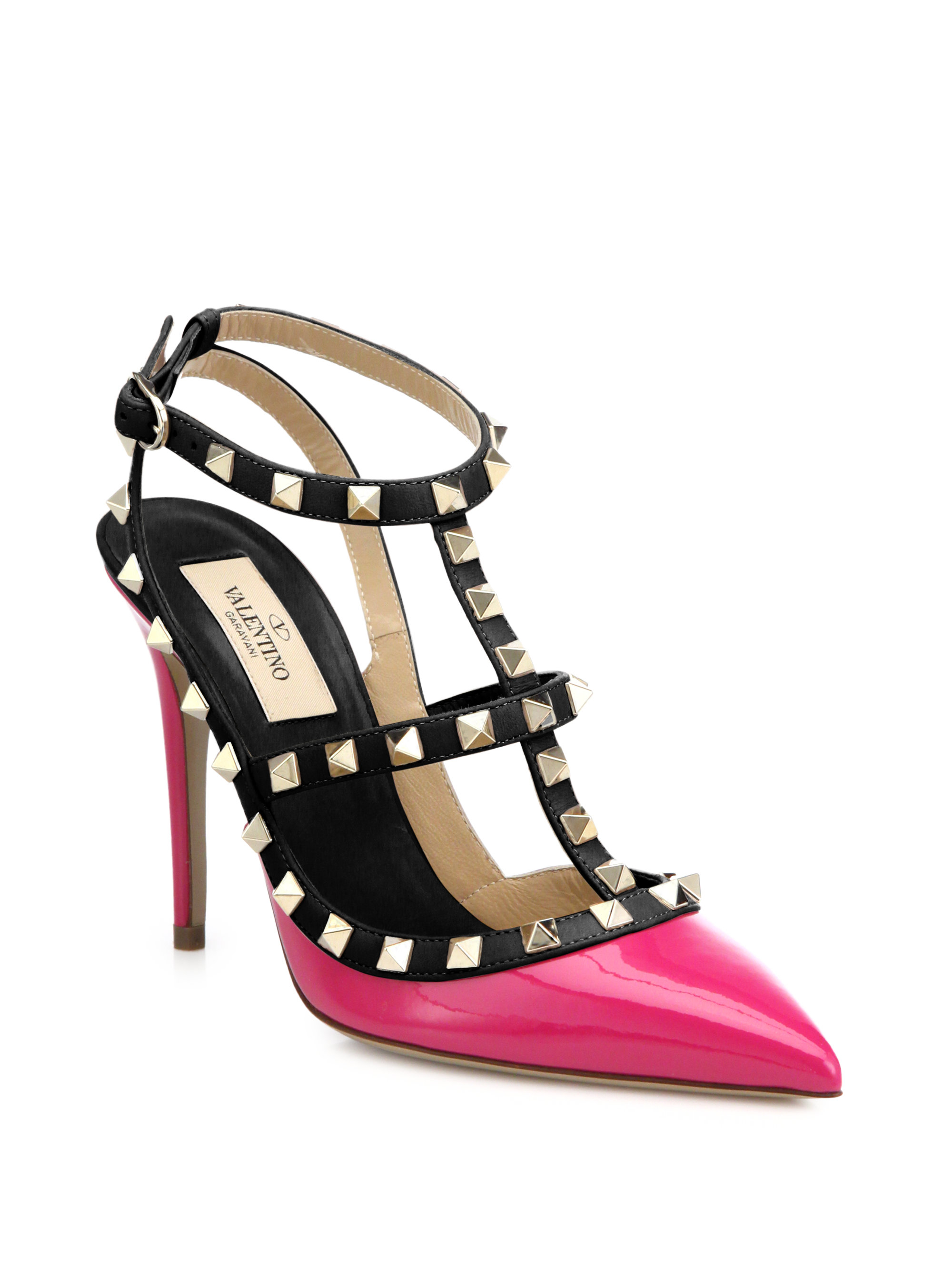 Valentino Rockstud Patent Leather Pumps in Pink | Lyst