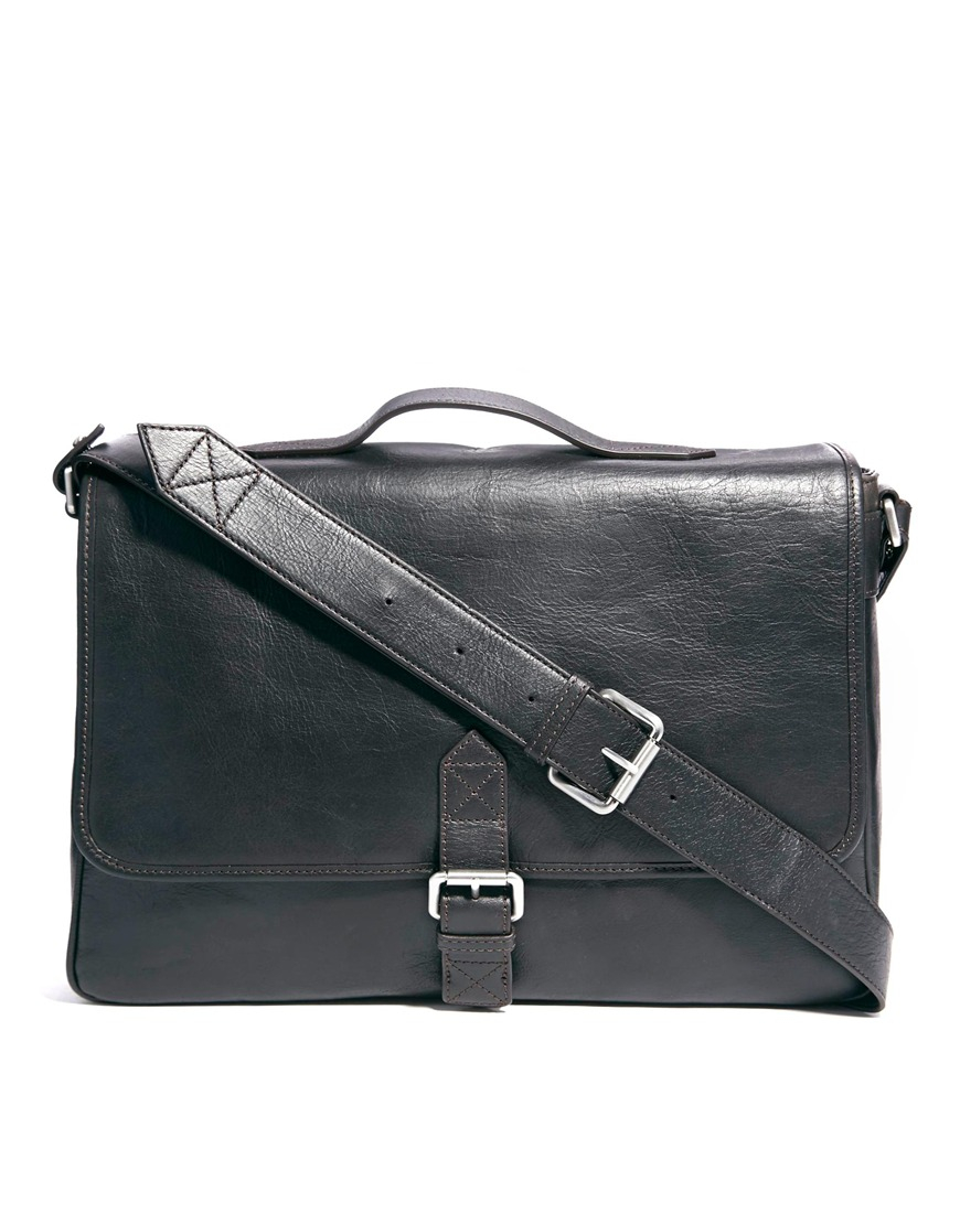 Dkny Leather Messenger Bag in Black for Men | Lyst