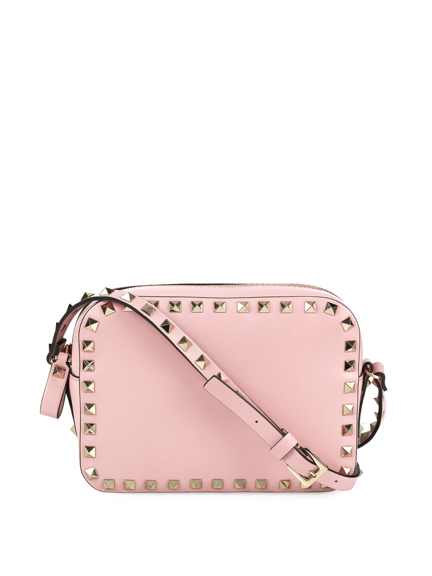 Lyst - Valentino Rockstud Leather Cross-Body Bag in Pink