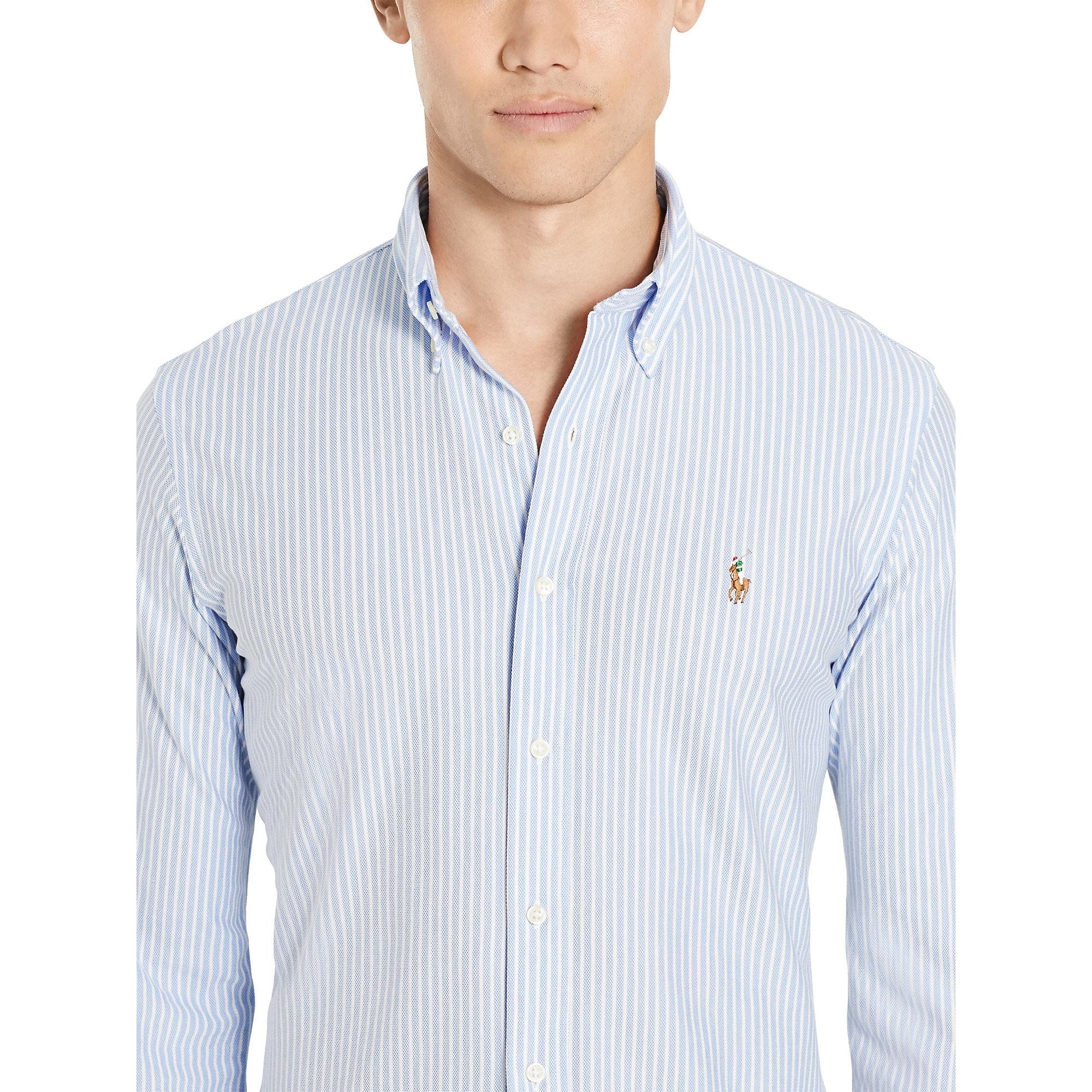 polo ralph lauren slim fit striped oxford shirt