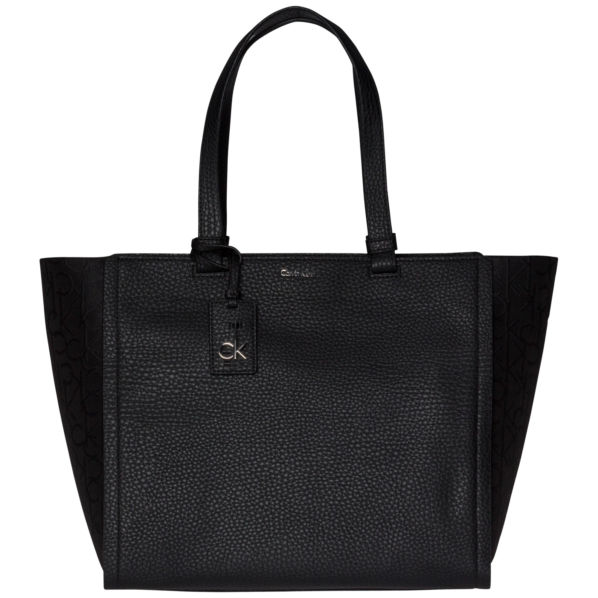 Calvin klein Jennifer Large Leather Tote Grab Bag in Black | Lyst