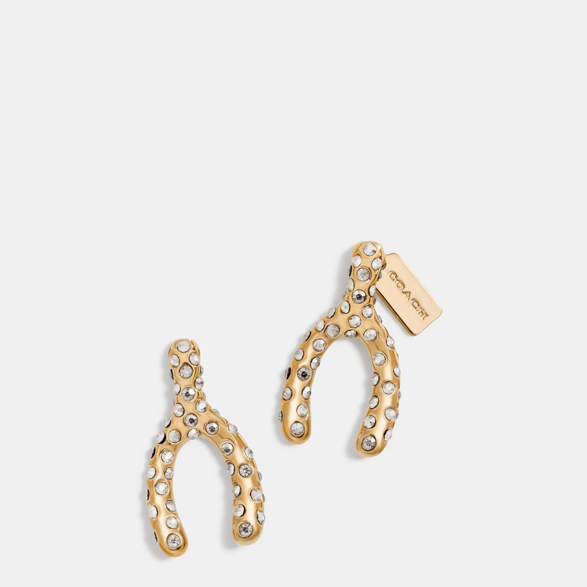 Lyst Coach Pave Wishbone Stud Earrings In Metallic Gallery