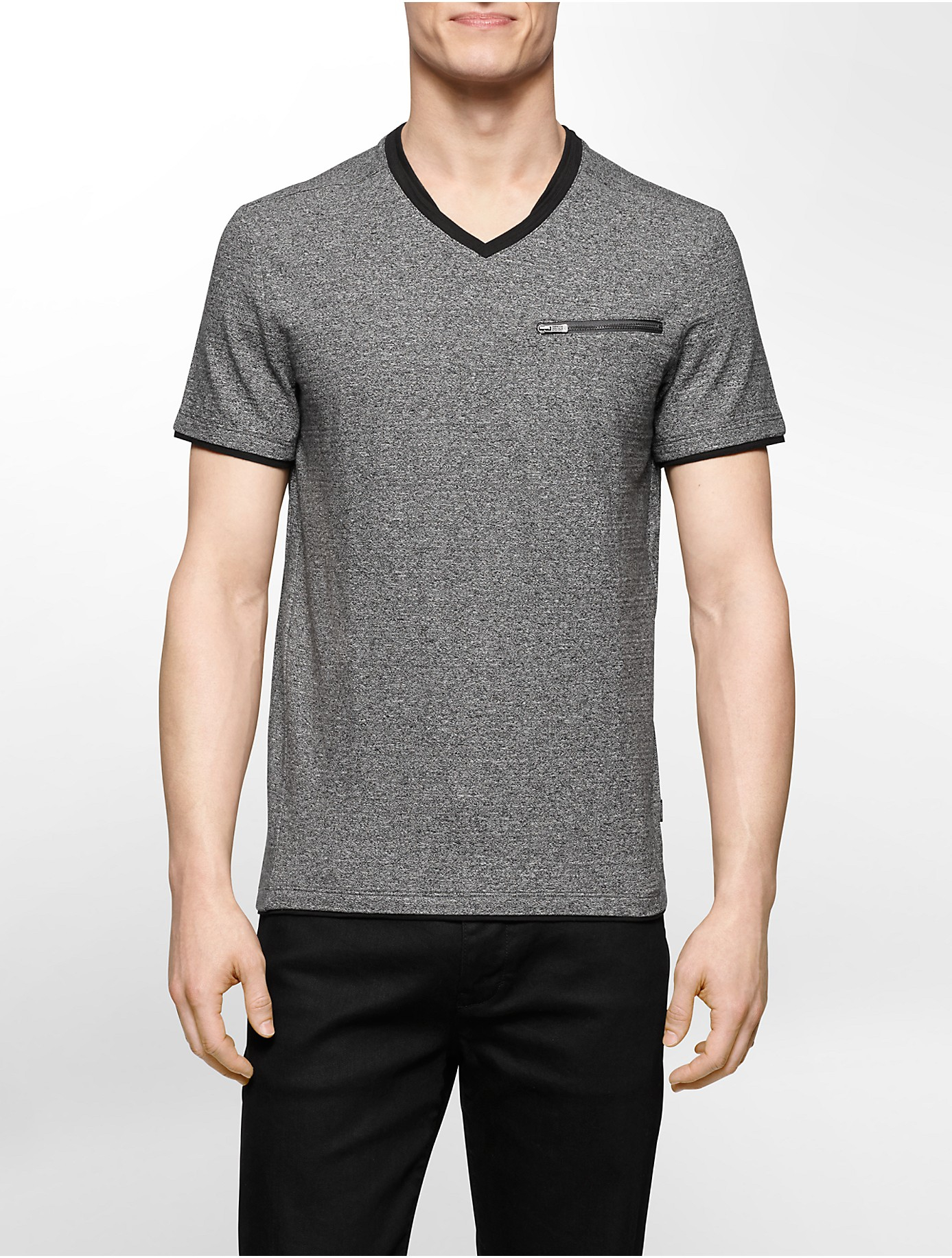 Von fit shirts calvin neck plain t klein v slim