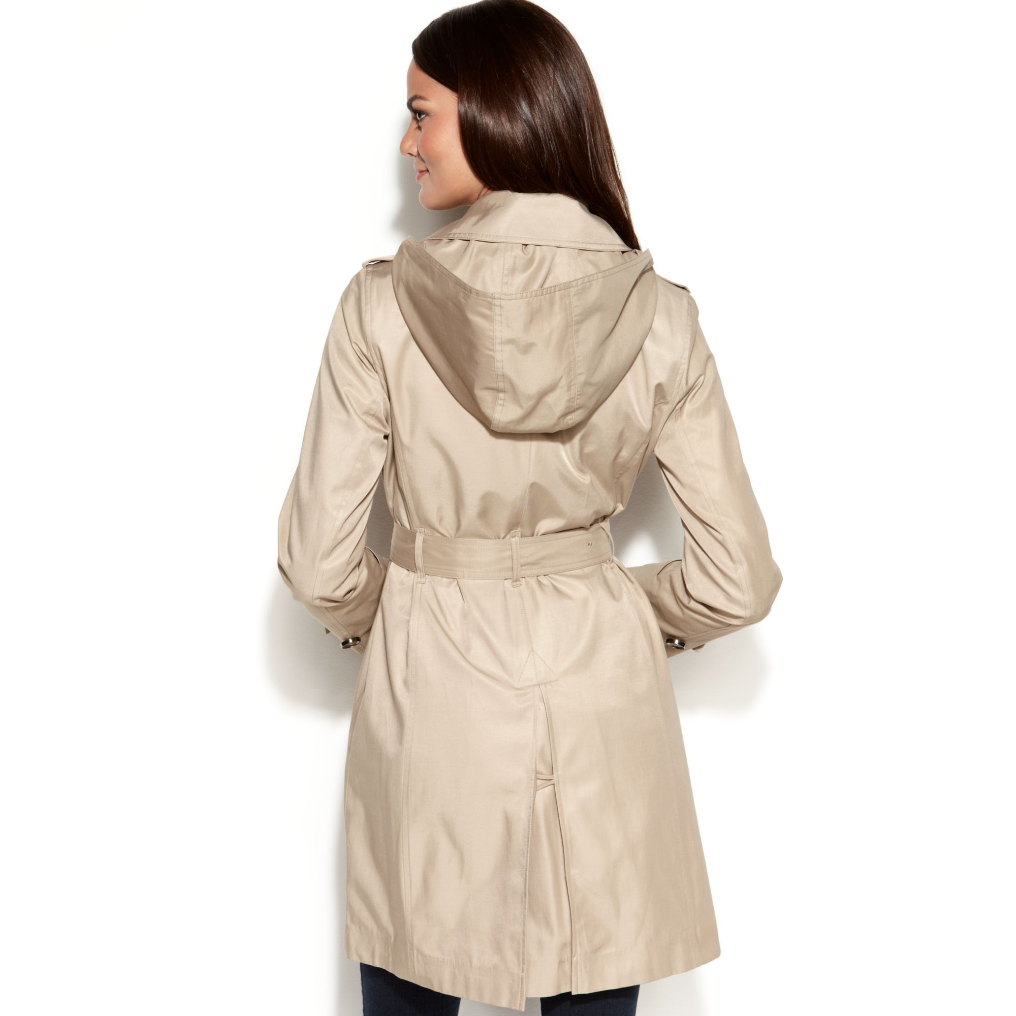 London fog Allweather Hooded Trench Coat in Natural (Khaki) | Lyst