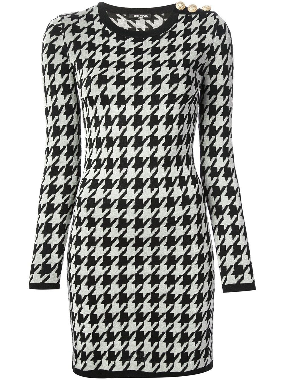 Balmain Geometric Pattern Dress in White - Lyst