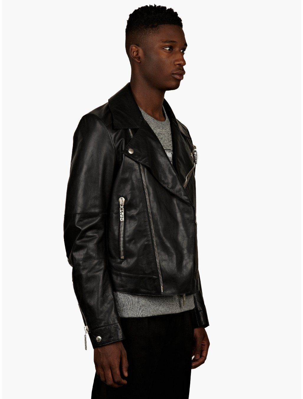 Kenzo Mens Black Leather Biker Jacket in Black for Men | Lyst