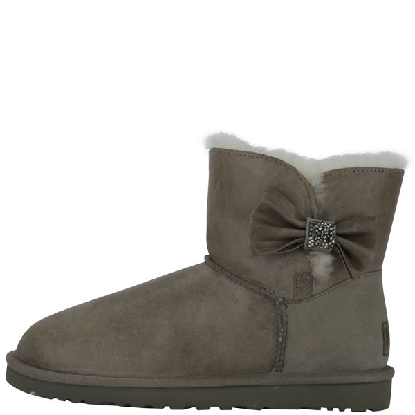 Ugg Australia Womens Mini Bailey Bow Crystal Sheepskin Leather Boots in ...