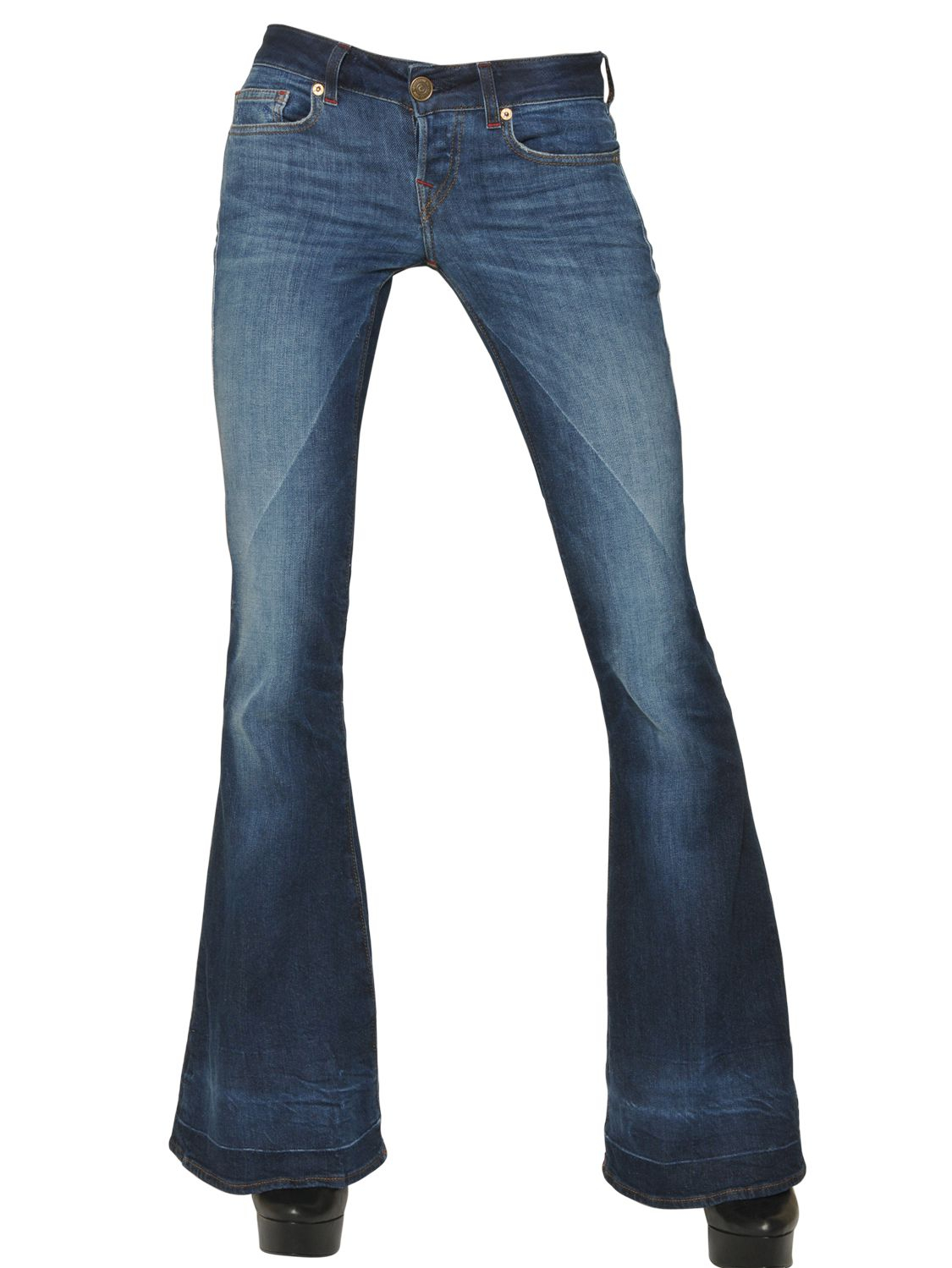 True Religion Skinny Knee Flare Stretch Denim Jeans in Blue | Lyst