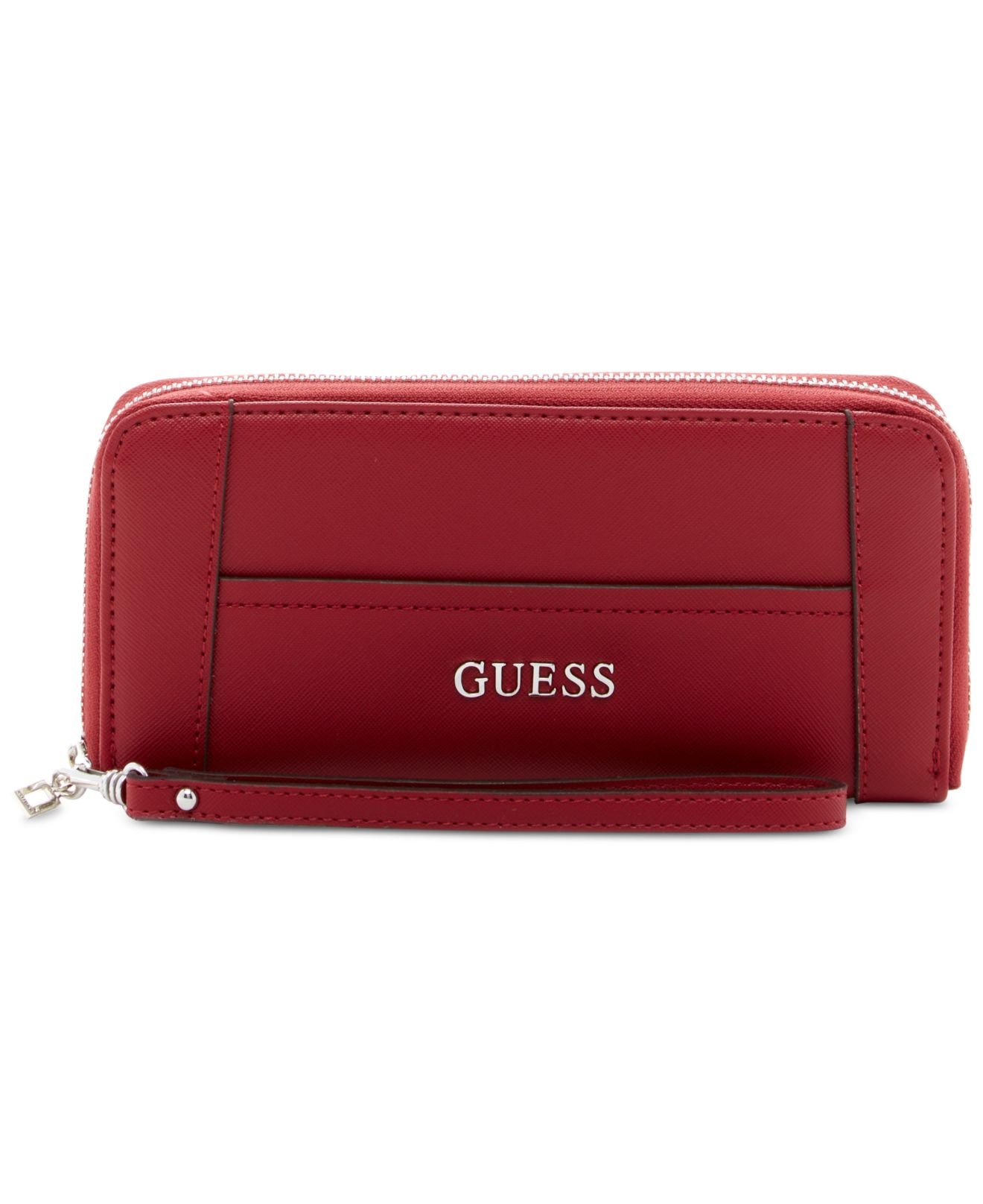 Lyst - Guess Delaney Large Zip Around Wallet in Red