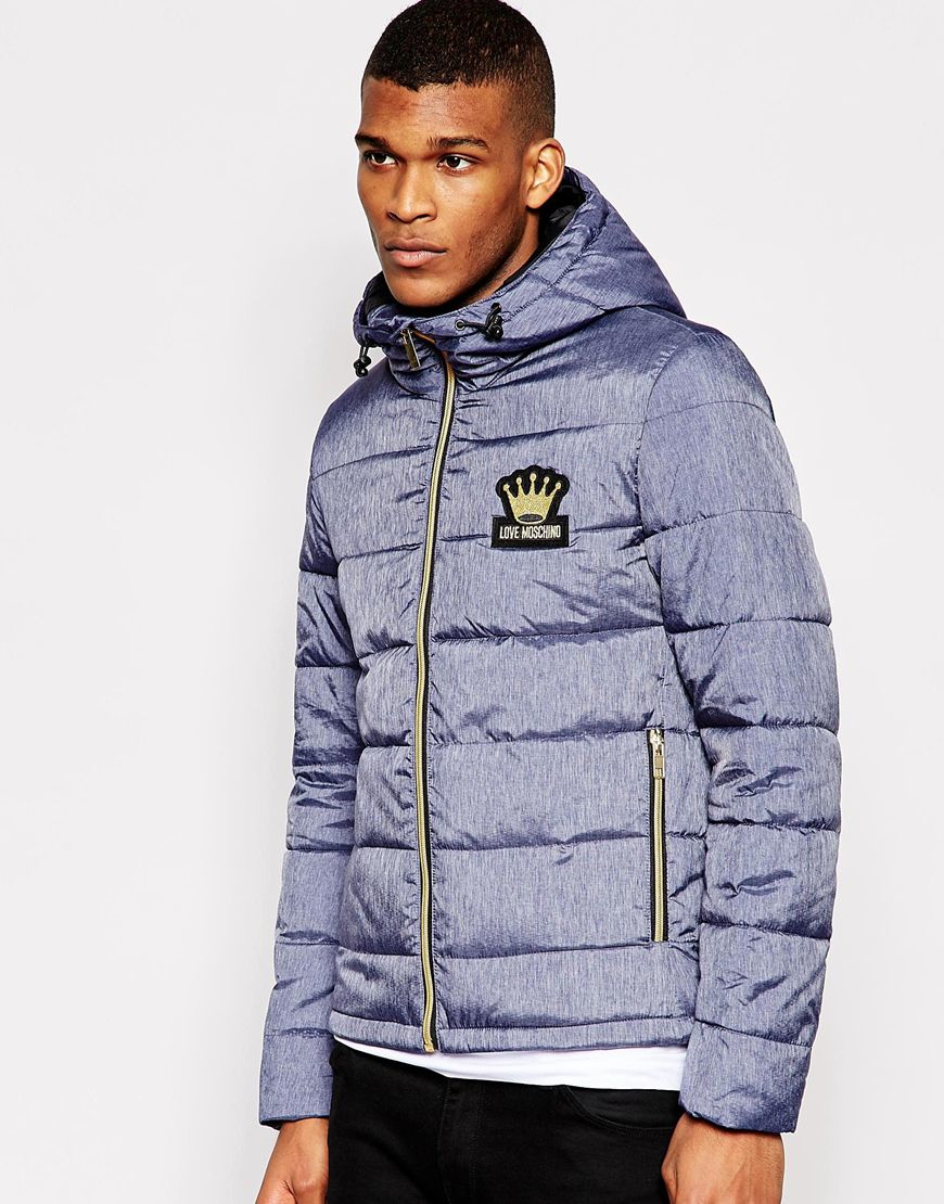 Lyst Love Moschino Gold Zip Quilted Jacket In Blue For Men Gallery