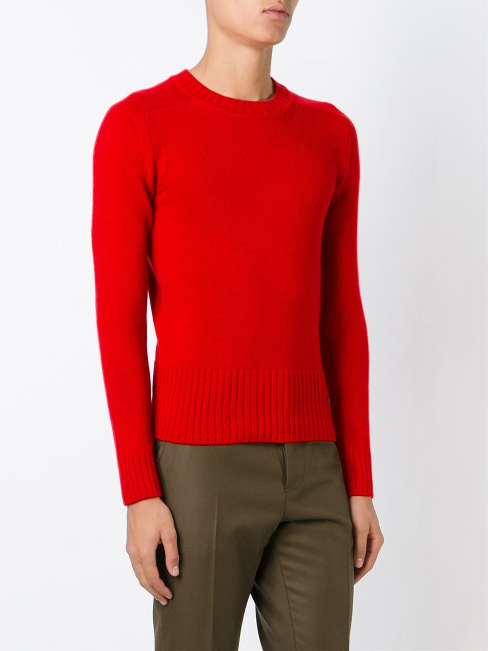 Lyst - Gucci Crew Neck Sweater in Red for Men