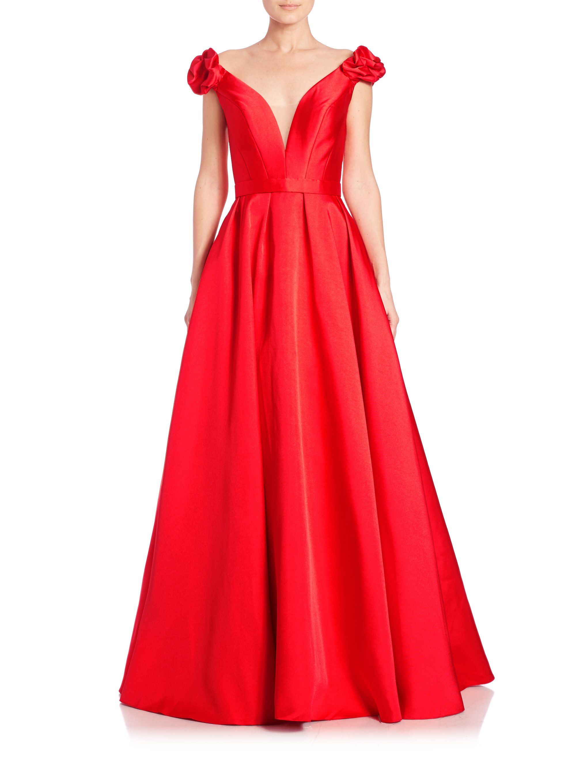 Jovani Taffeta Floral-applique Ball Gown in Red | Lyst