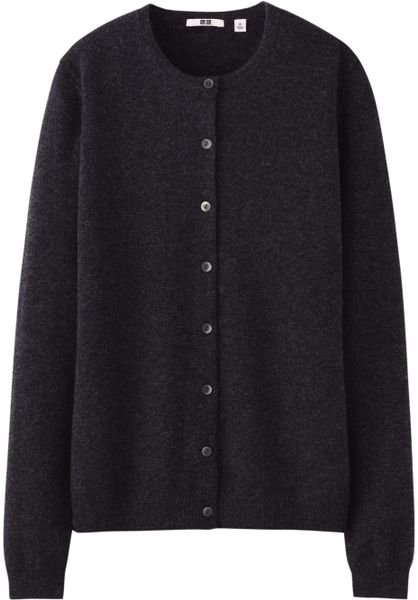 Uniqlo Cashmere Crew Neck Cardigan in Brown (dark brown) | Lyst