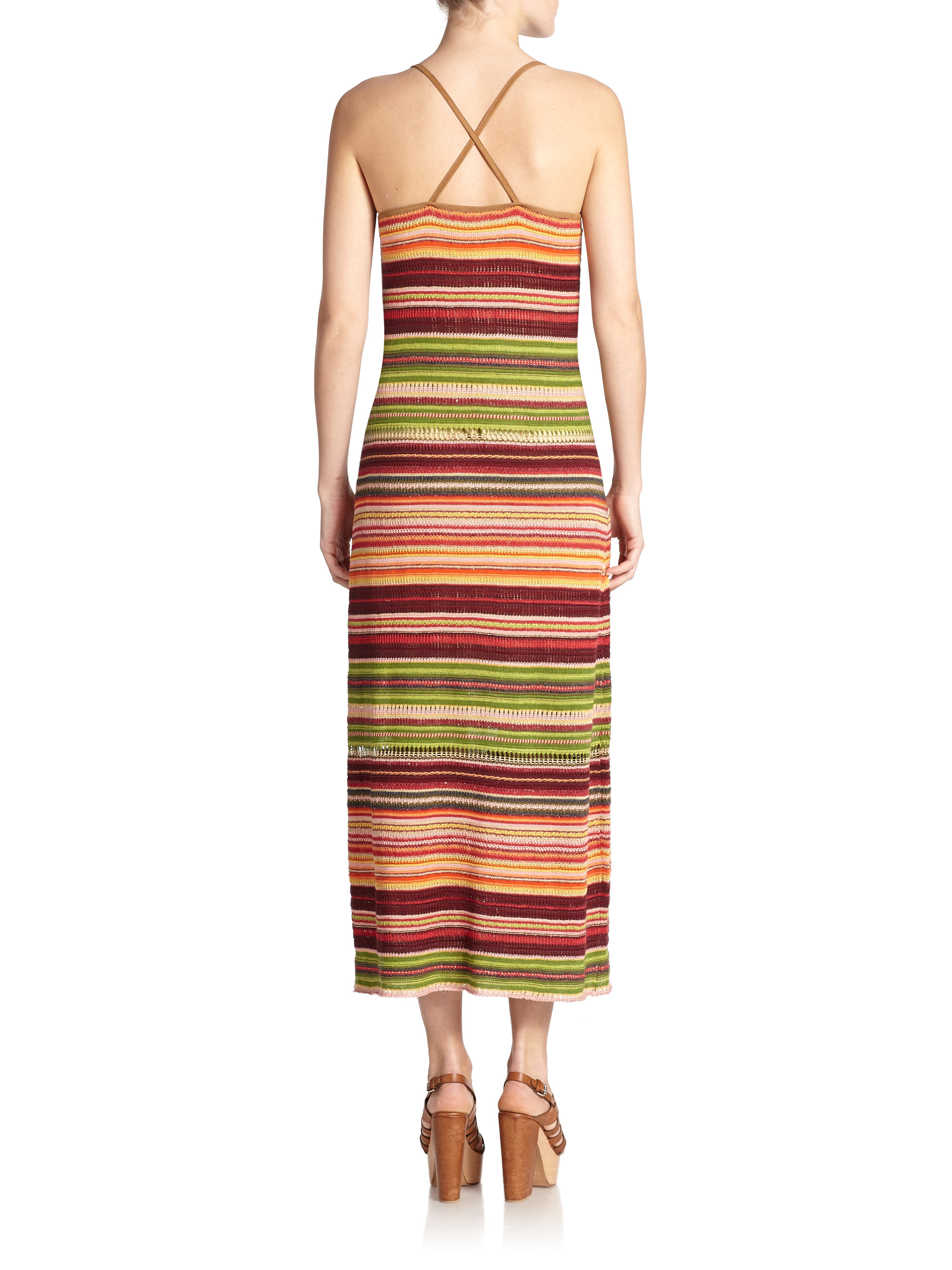 Polo ralph lauren Suede-trim Serape Maxi Dress | Lyst