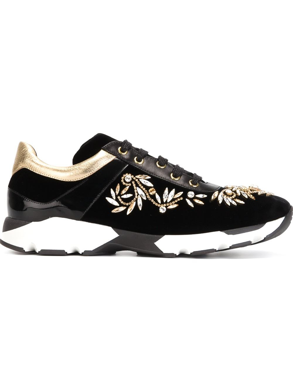 Rene caovilla Swarovski Crystal Sneakers in Black | Lyst