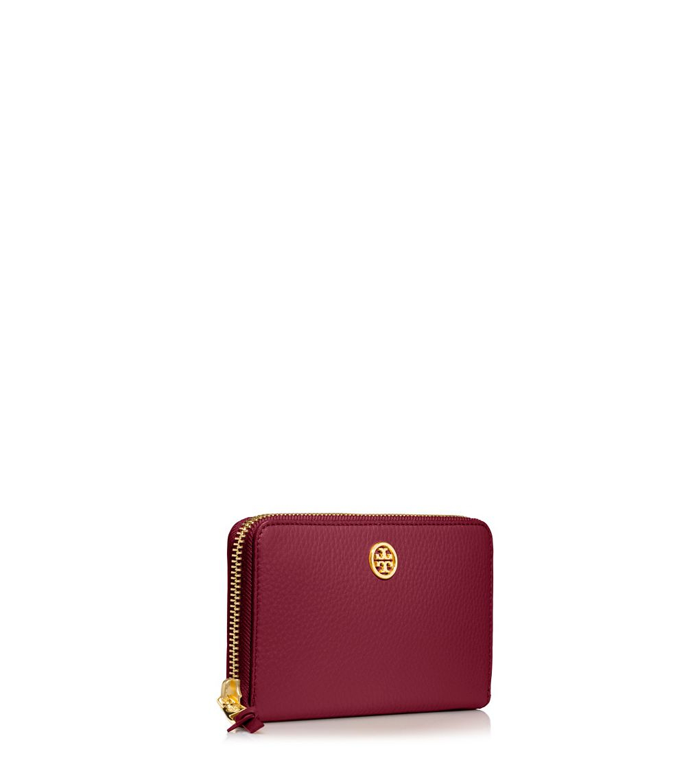 Lyst - Tory Burch Robinson Pebbled Large Zip Continental Wallet in Purple