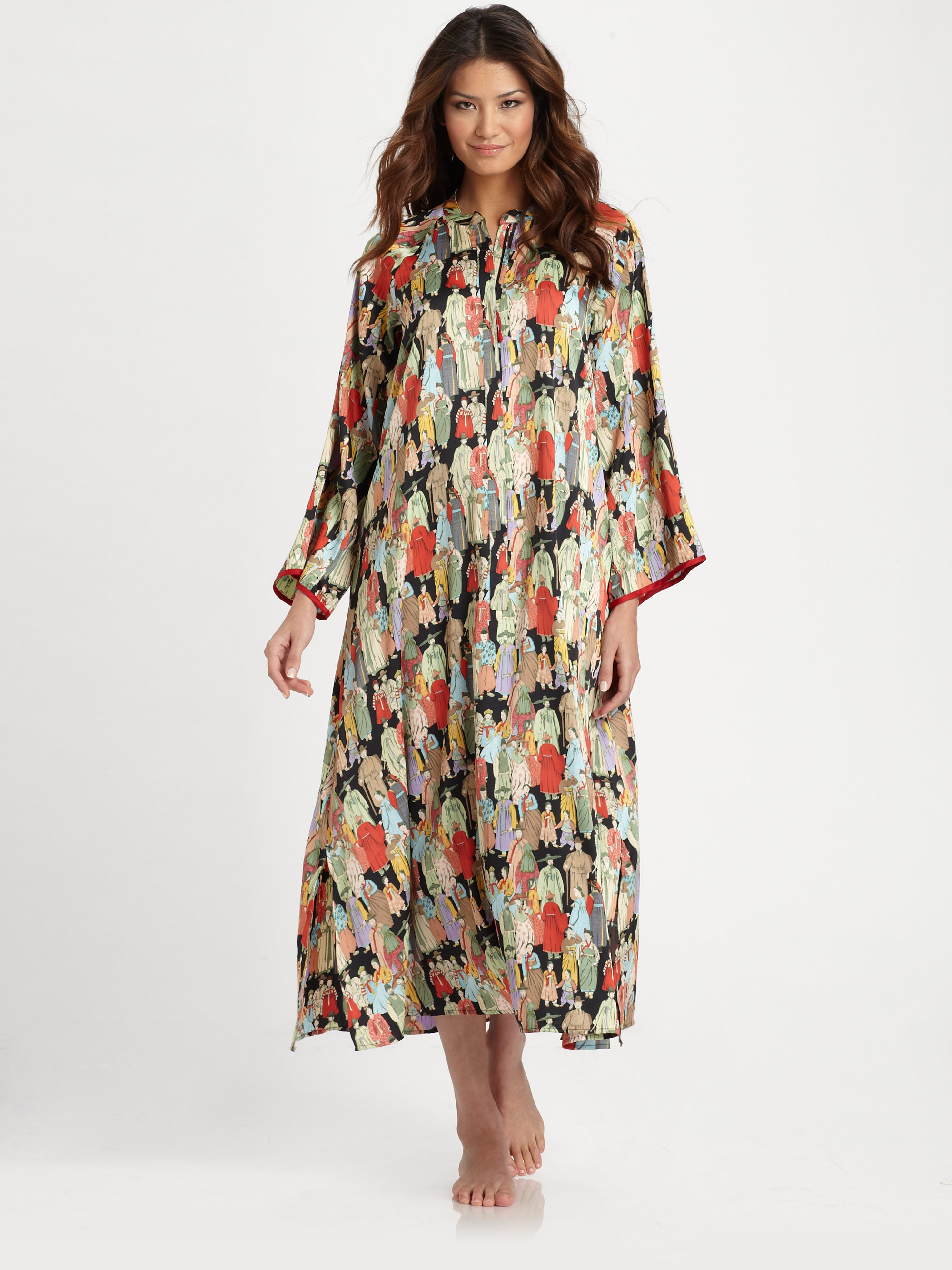 Natori Dynasty Zip Caftan in Multicolor Lyst