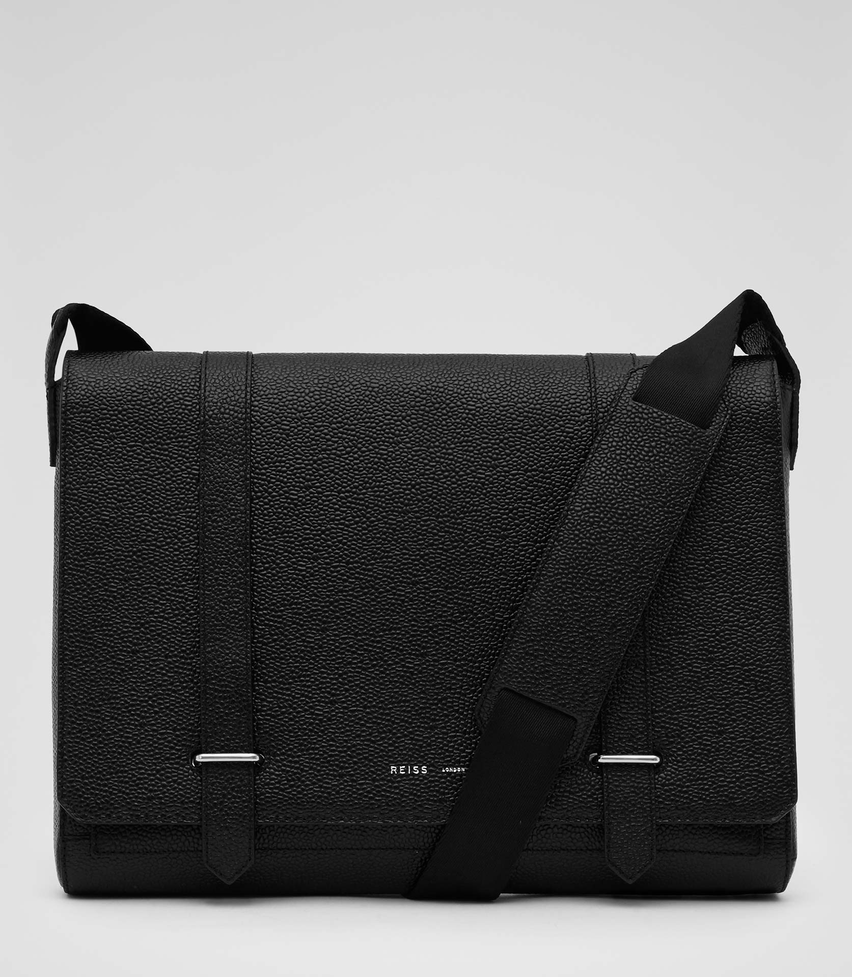 Lyst Reiss Powell Leather Pebbled Messenger Bag in Black for Men