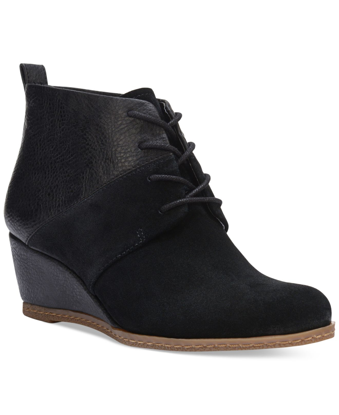 low wedge lace up booties