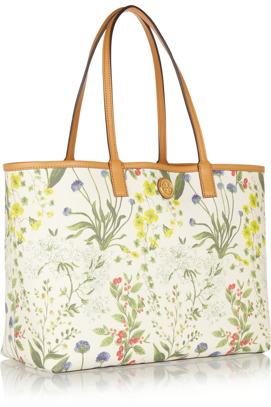 Lyst - Tory burch Kerrington Floralprint Texturedvinyl Tote in White