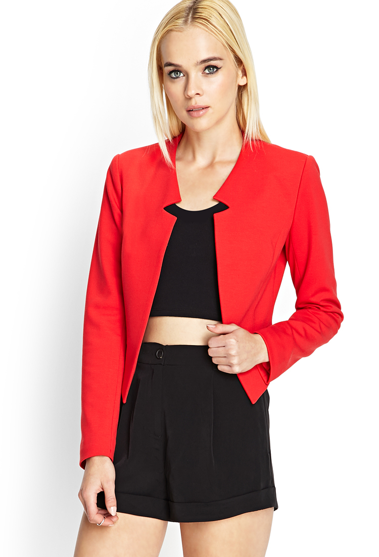 Lyst - Forever 21 Woven Cropped Blazer You've Been Added