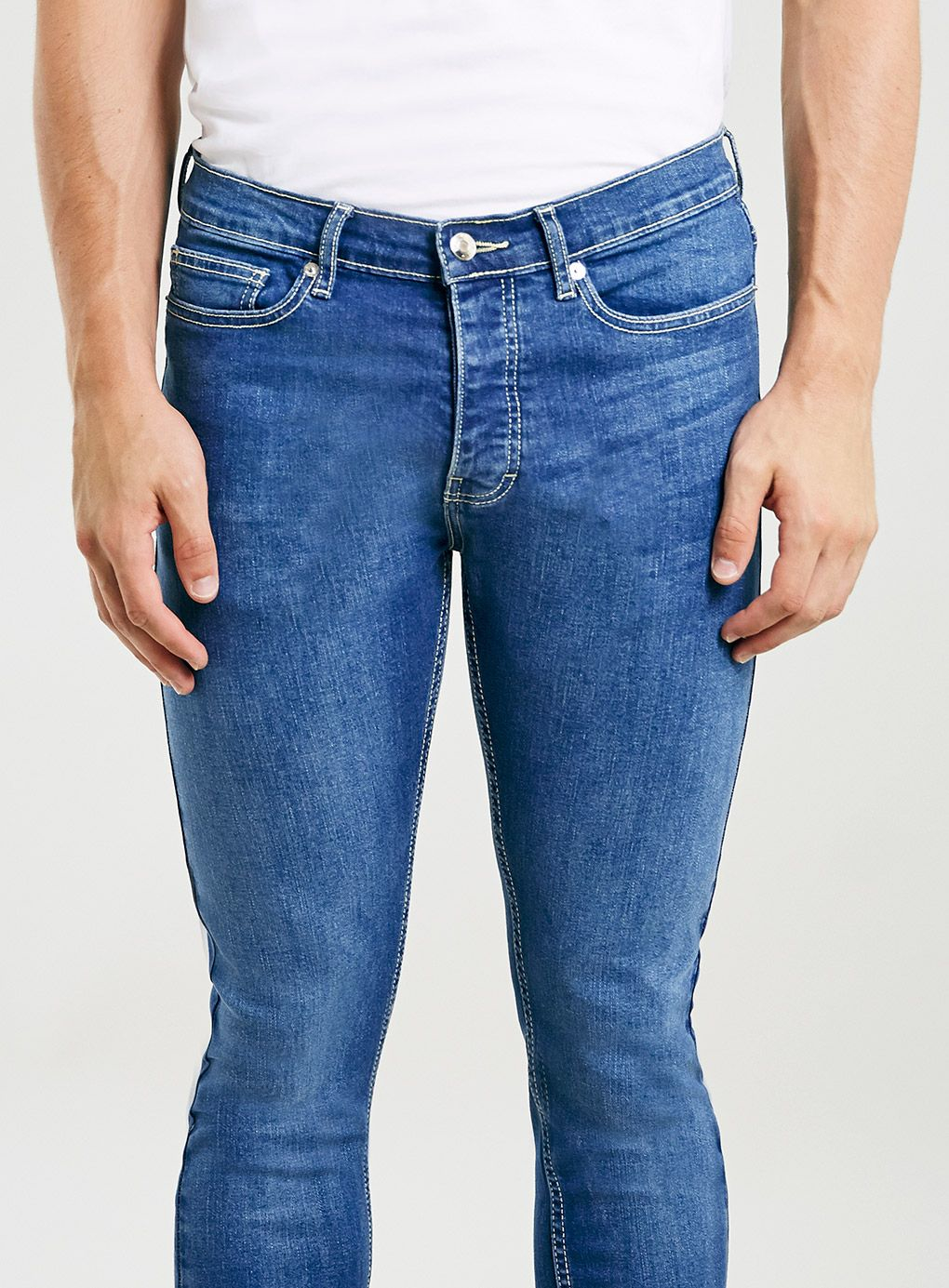 Topman Bright Wash Stretch Skinny Jeans in Blue for Men Lyst