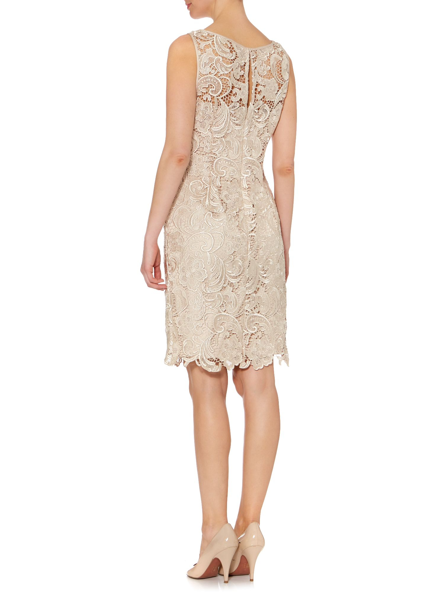 Adrianna papell Sleeveless Guipure Lace Shift Dress in Natural | Lyst