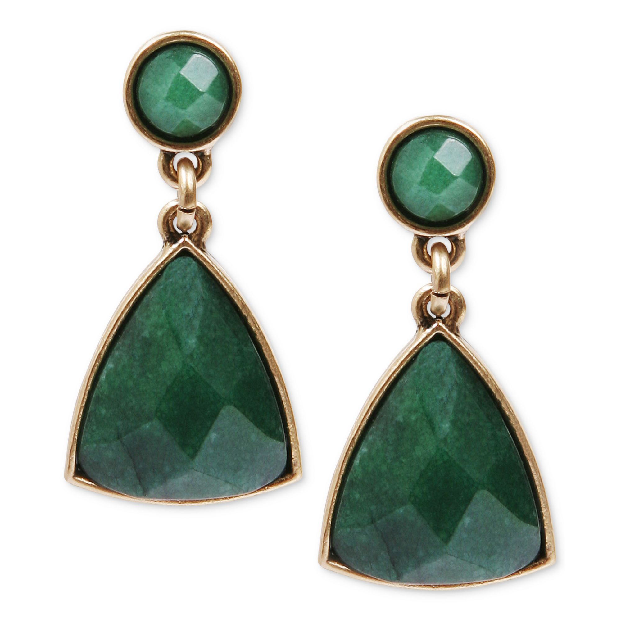 Lyst Lucky Brand Goldtone Green Stone Drop Earrings In Gallery