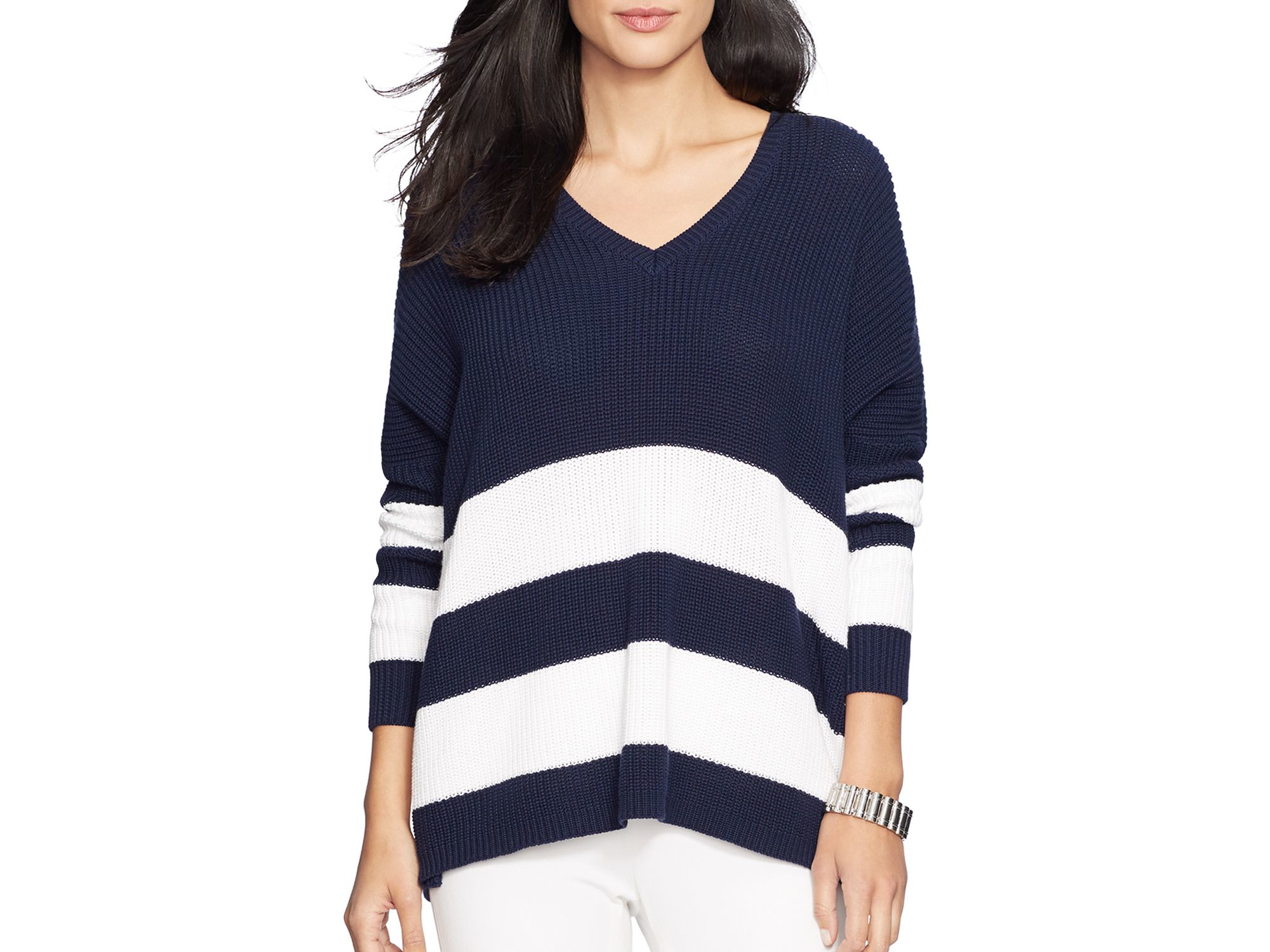 ralph lauren blue and white striped sweater