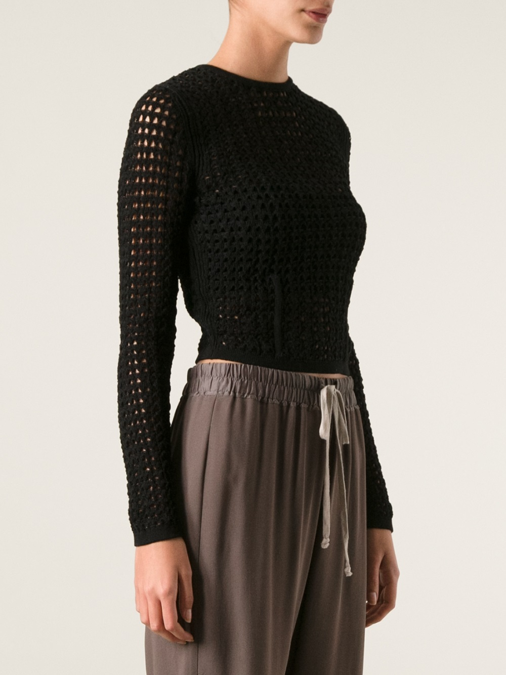 Lyst Alexander Wang Cropped Loose Knit Sweater in Black