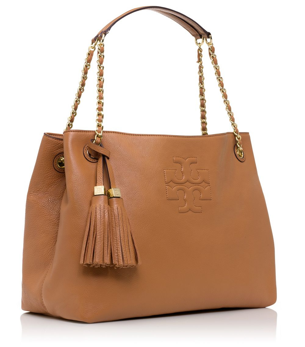 Lyst Tory Burch Thea Chain Leather Tote In Brown Gallery