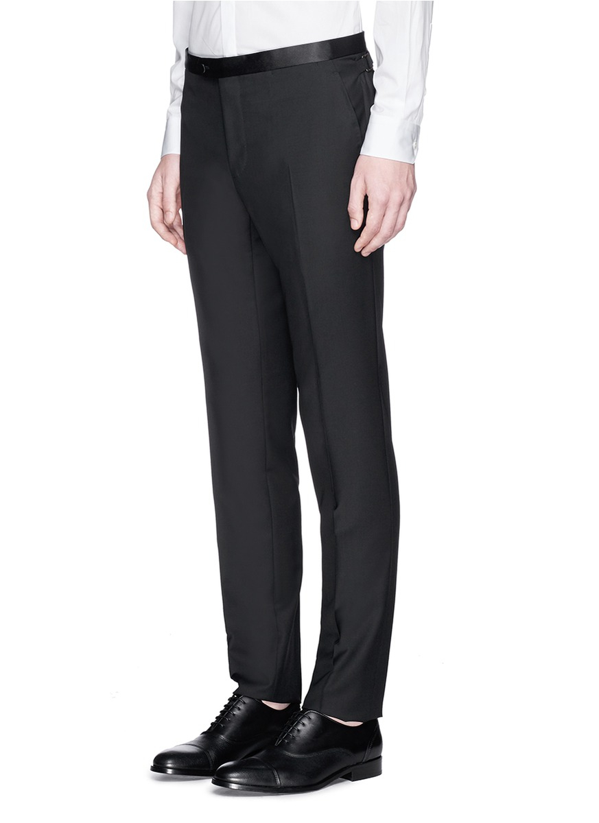 Lyst - Lanvin Satin Waistband Wool-mohair Tuxedo Pants in Black for Men