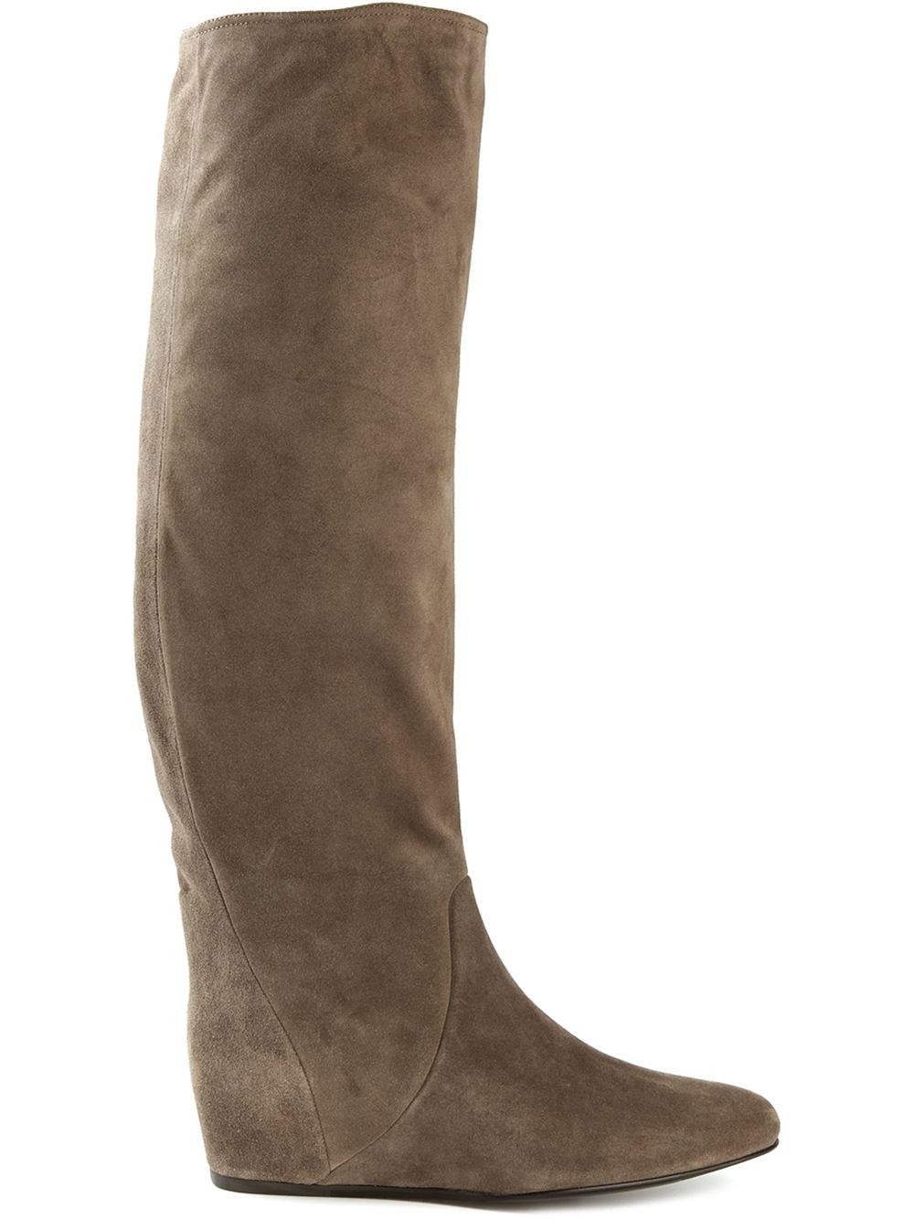 grey flat knee boots