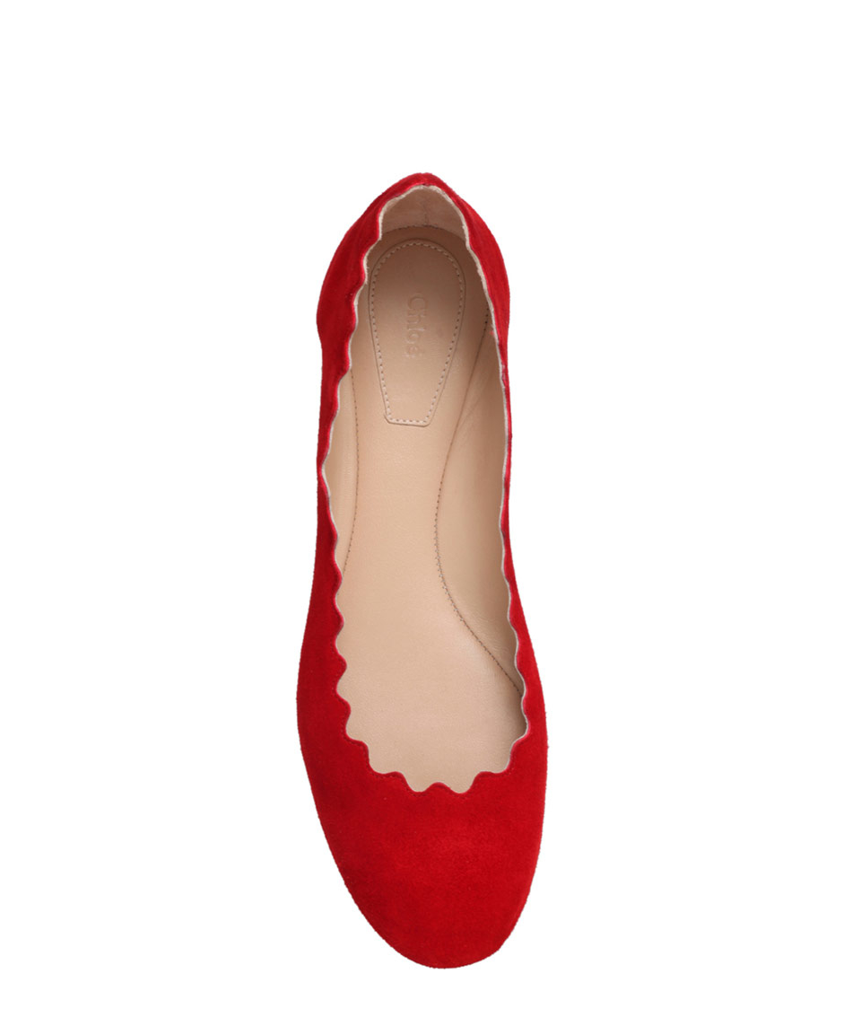 chloe scalloped suede ballet flats