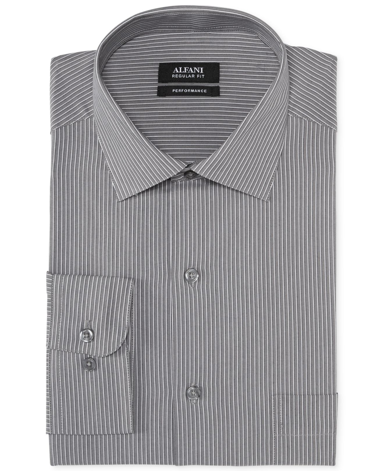 Alfani Classicfit Grey Stripe Performance Dress Shirt in Grey for Men
