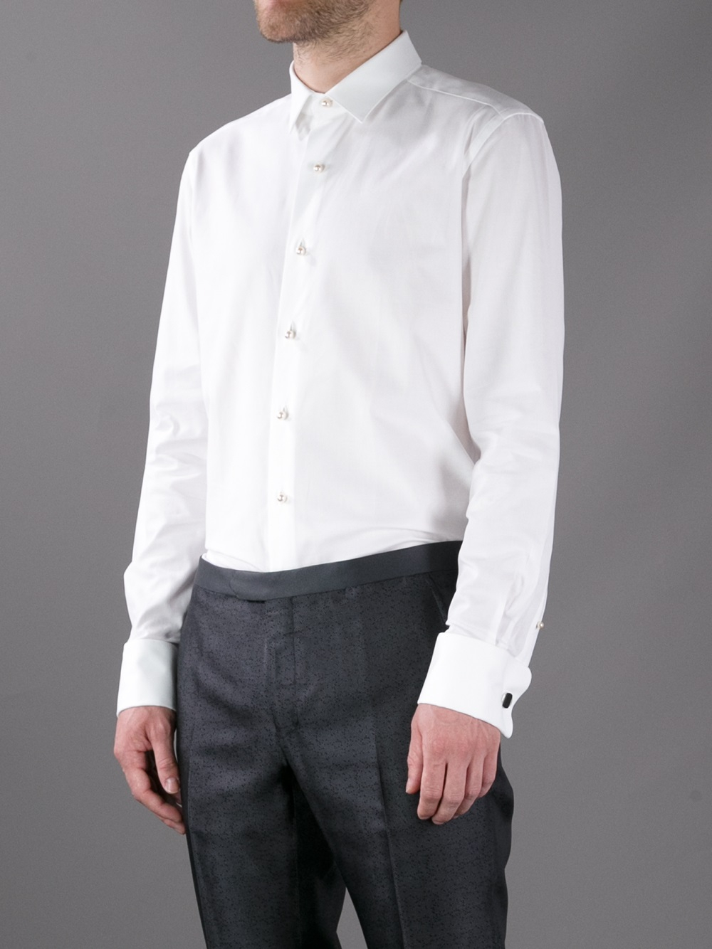 white pearl button shirt