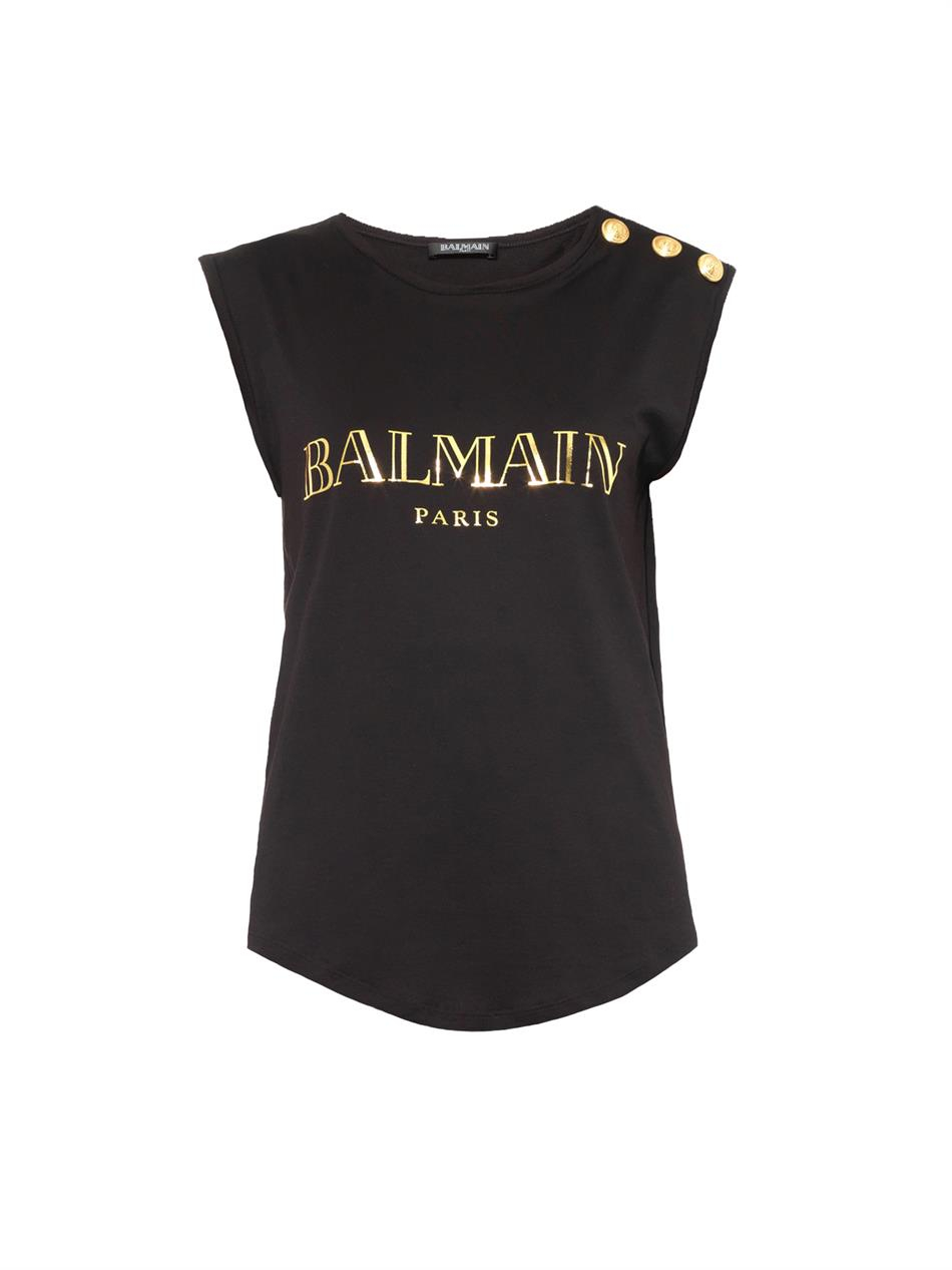 Balmain Logo-Print Tank Top in Black - Lyst