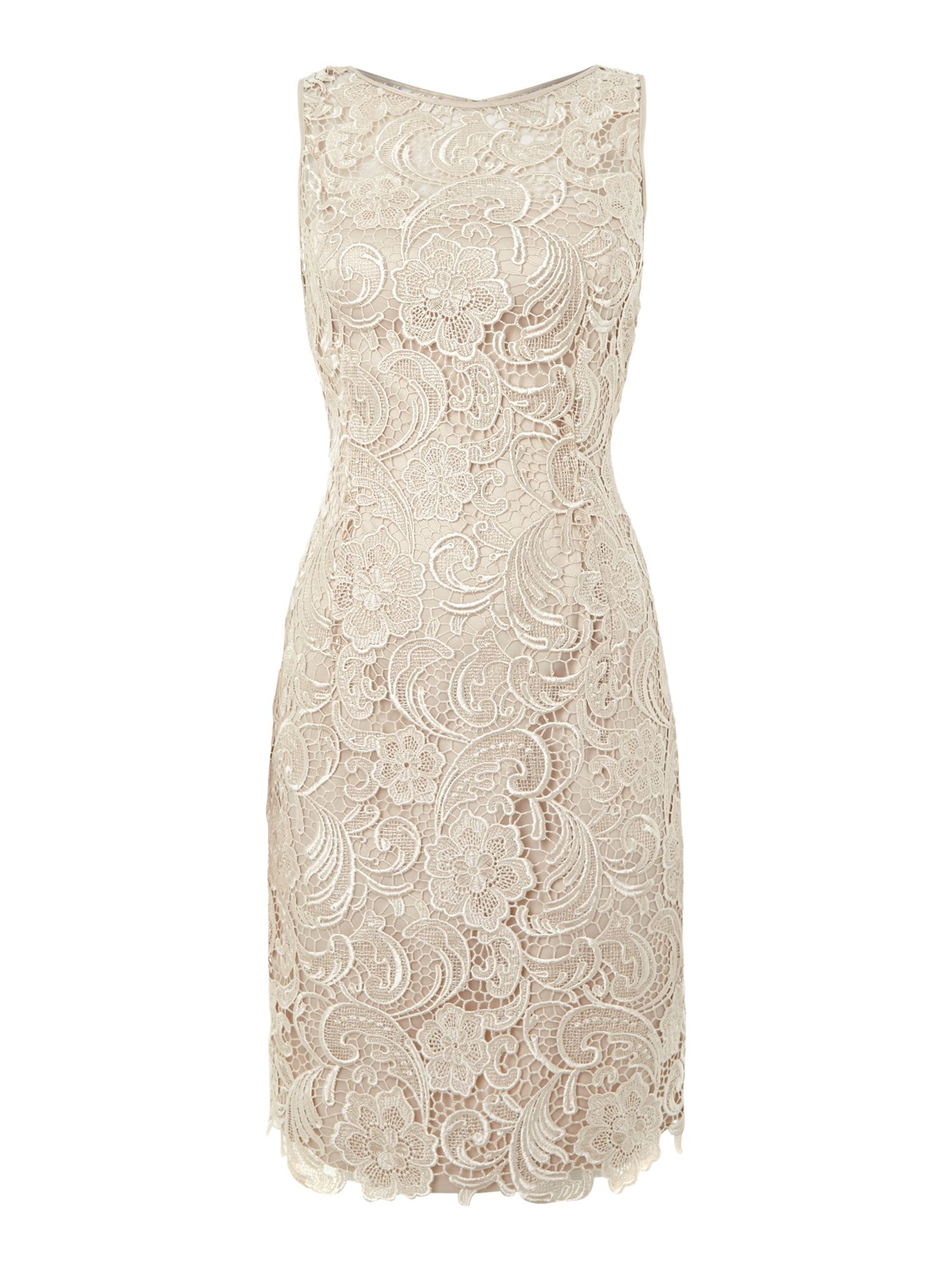 Adrianna papell Sleeveless Guipure Lace Shift Dress in Natural | Lyst