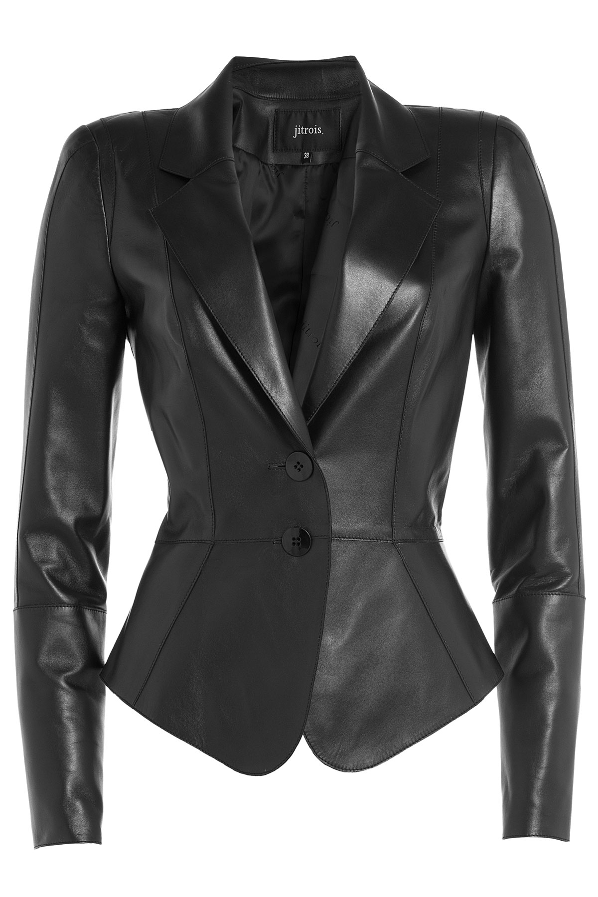 Jitrois Fitted Leather Blazer in Black | Lyst