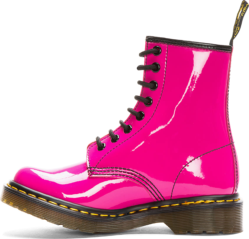 Lyst - Dr. Martens Hot Pink Patent Leather Cambridge Brush W 8 eye ...