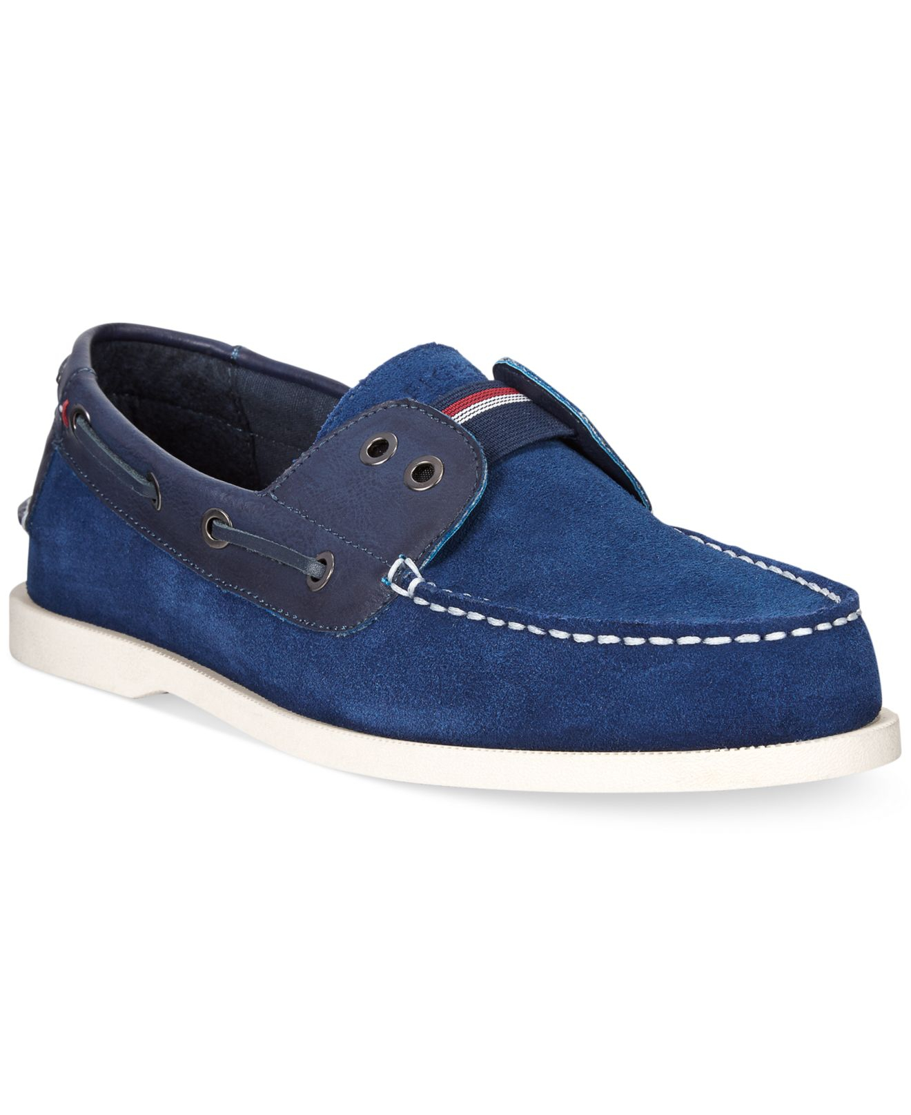 Lyst - Tommy Hilfiger Bullhead Suede Boat Shoes in Blue for Men