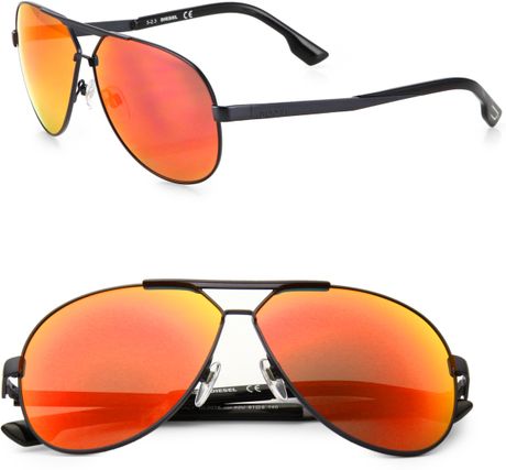 Diesel 61Mm Aviator Sunglasses in Orange for Men (RUTHENIUM) | Lyst