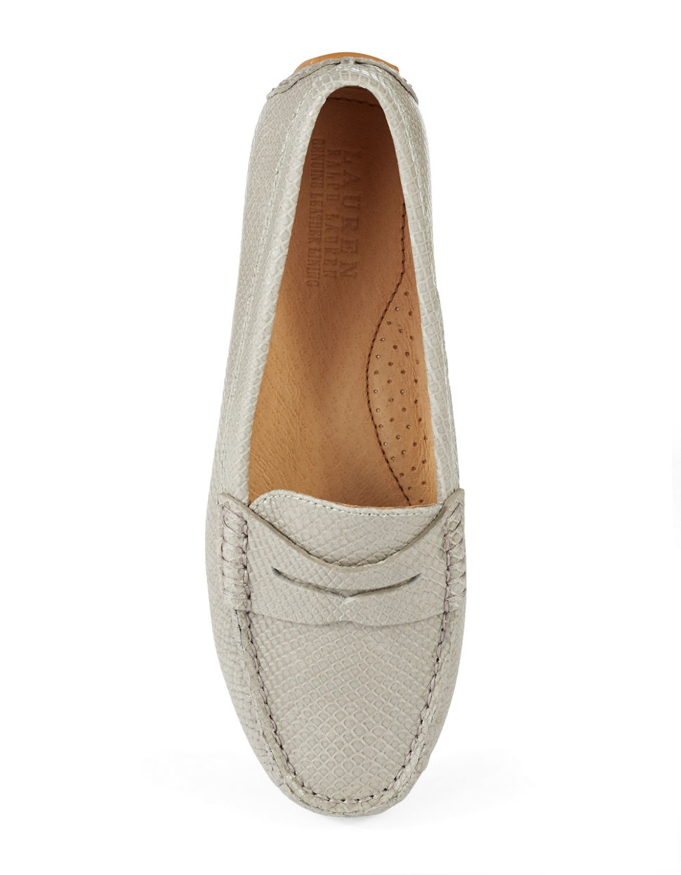 Lauren by ralph lauren Camila Snakeskin Penny Loafers in Gray Lyst
