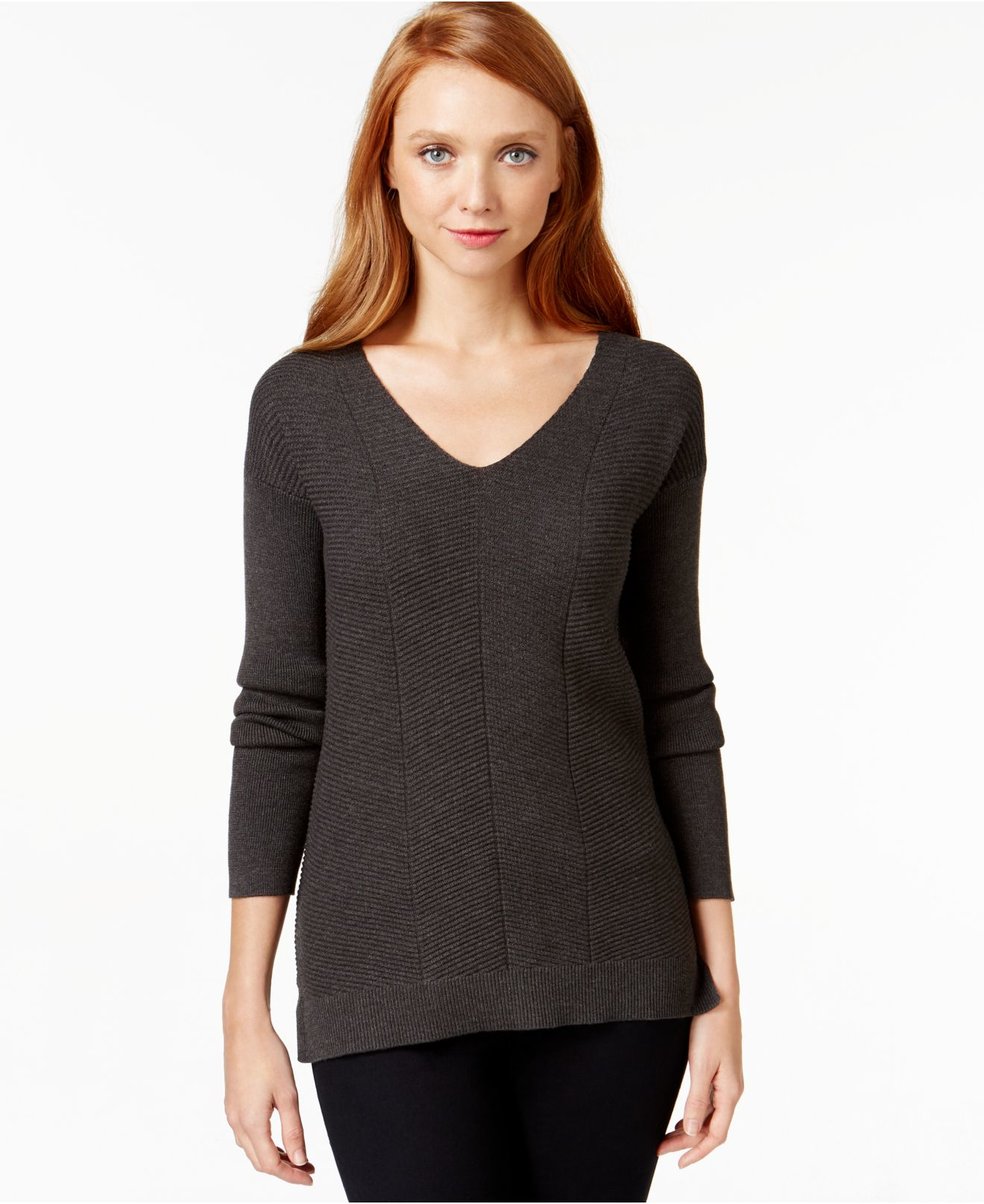 Lyst - Calvin Klein Jeans V-neck Knit Sweater in Gray