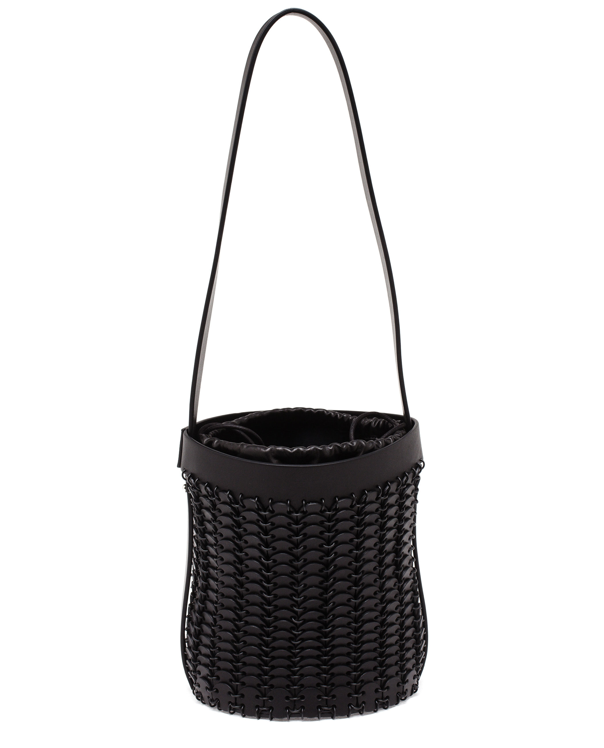 Lyst Paco Rabanne Leather Chain Mail Bucket Bag In Black Gallery