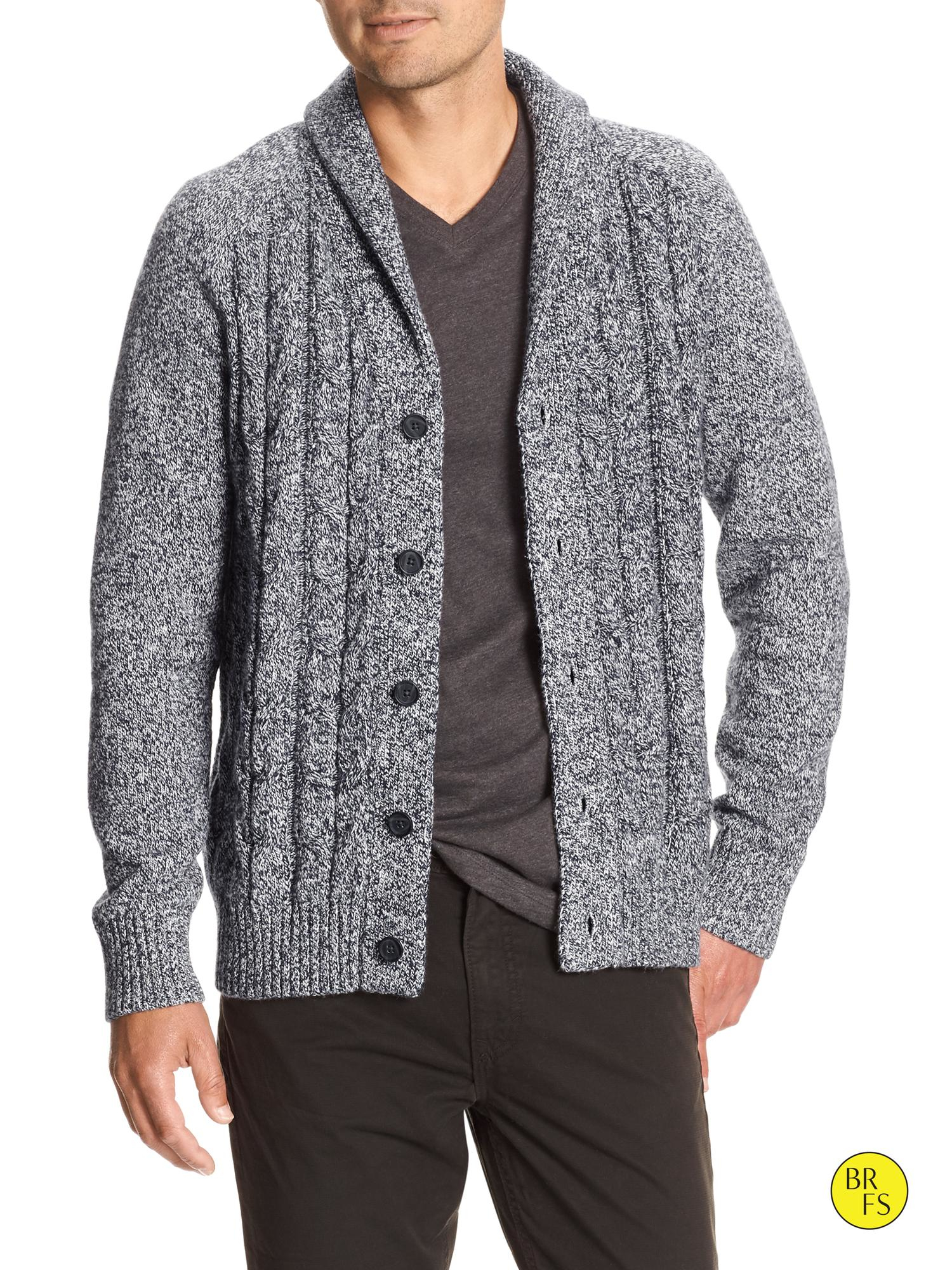 Lyst - Banana Republic Factory Cable-knit Cardigan in Gray for Men